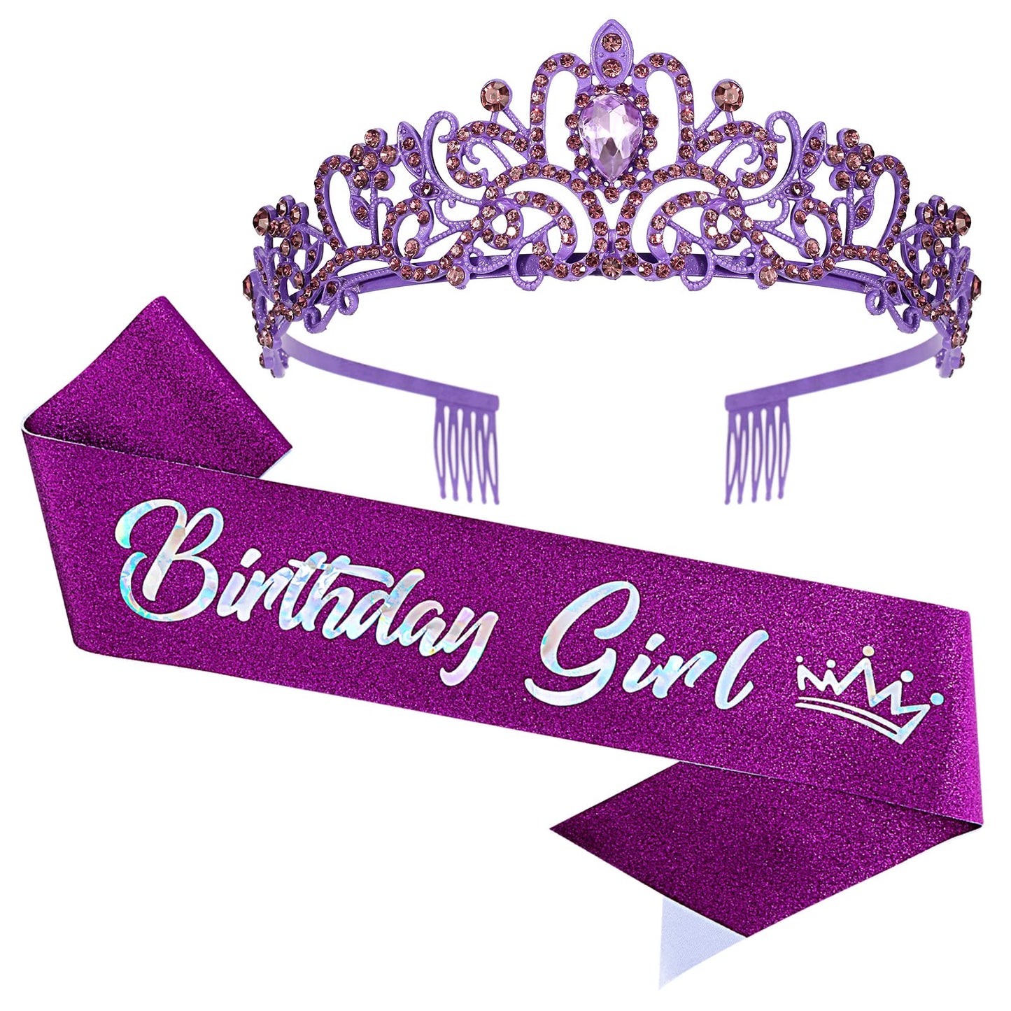 Birthday Girl Violets Crown, Birthday Sash For Girls, Tiaras For Girls, Princess Crown Tiara, Birthday Gifts For Girls, Happy Bi