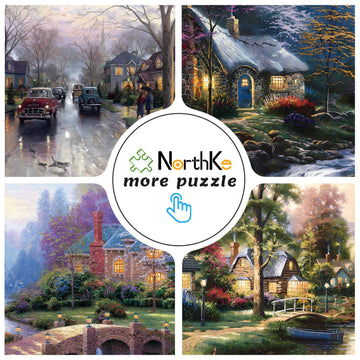 Northke 500 Piece Puzzle For Adults - Whis Cottage Unique Shape Pieces Jigsaw Puzzles Letters On Back Difficult Challenging Brain Exercise For Family Game Nights - Size 20' X 14.2' (Spring)