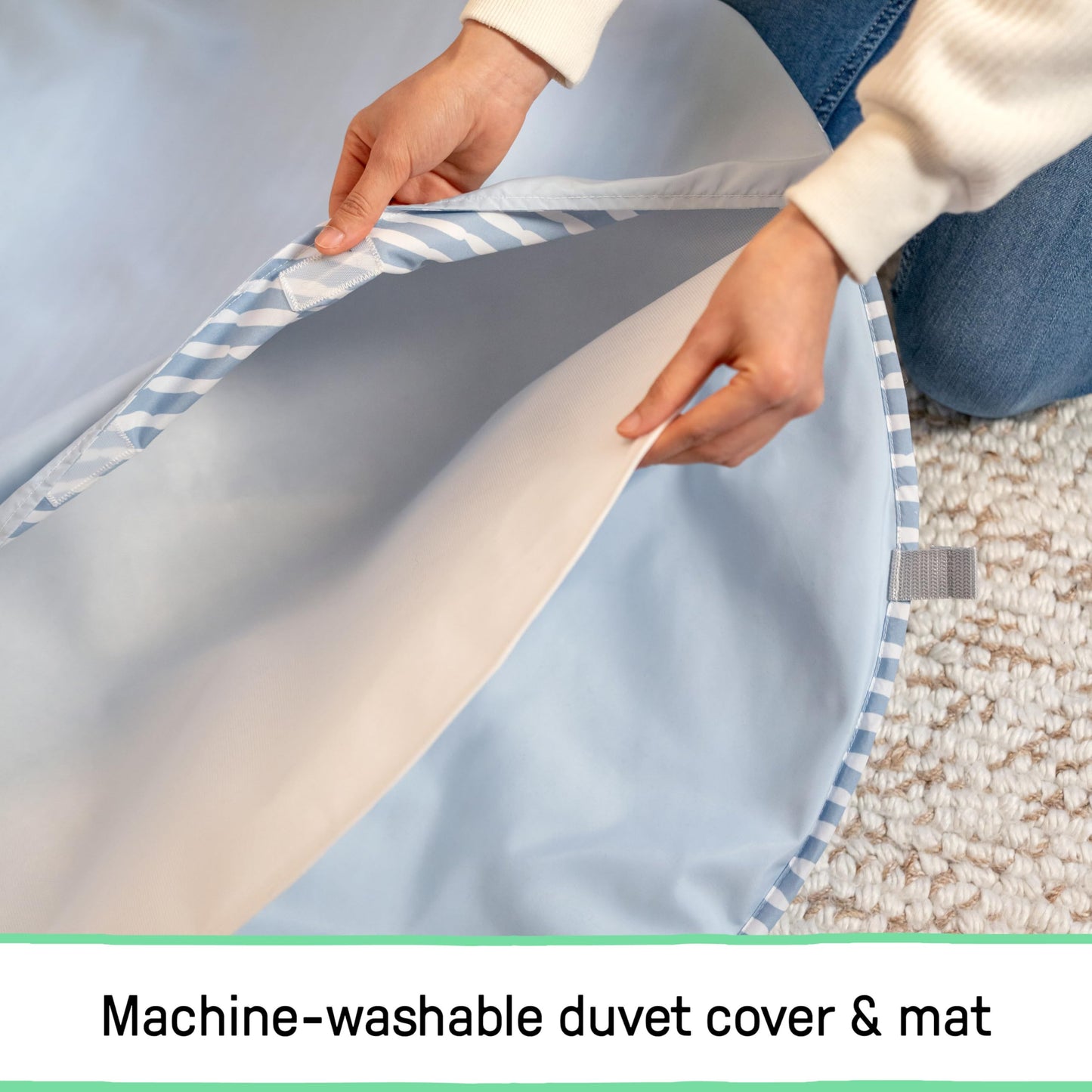 Ingenuity Cozy Spot Reversible Duvet Baby Play Gym & Play Mat with Wooden Toy bar - Elephant March (Neutral Safari) Newborn and up