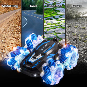 YEMIAI Remote Control Car, 2.4 Ghz 4WD Gesture Sensing RC Stunt Car, Double Sided 360 flip, with Cool Lights and Music, Birthday