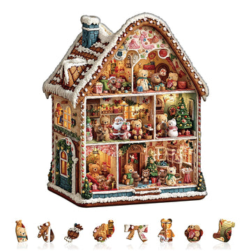 SECOGM Wooden Puzzles for mature-themeds - Bear House Wood Puzzles mature-themed - Unique Animal Shape Wooden Jigsaw Puzzles for mature-themeds - Birthday Gifts for Puzzle Lovers Family (8.5 * 7.2in-100 Pieces)