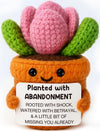 Funny Coworker Leaving Gift - Crochet Succulent Plush with Humor Message - Farewell Gift for Women Who are Quitting, Burned Out,