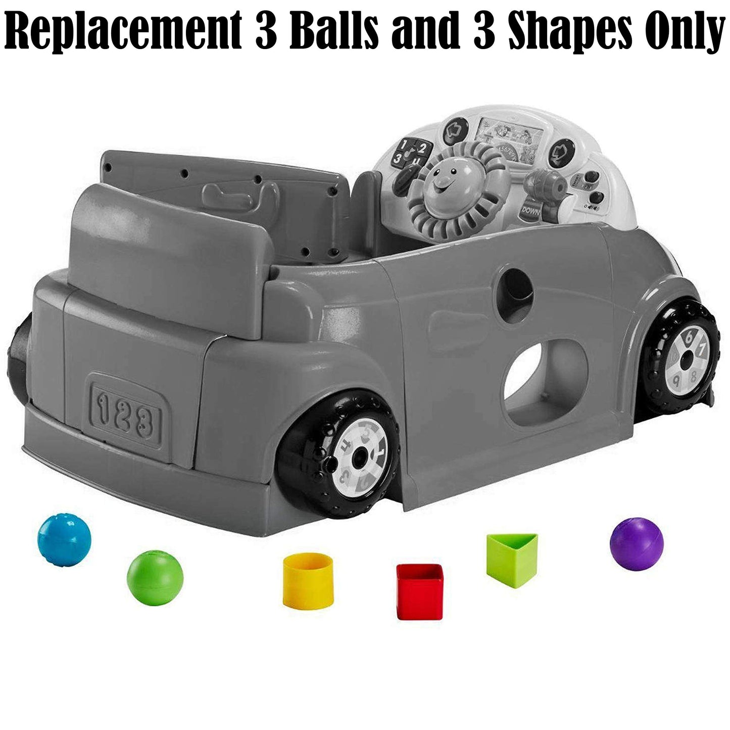 Replacement Parts for Fisher-Price Laugh and Learn Smart Stages Crawl Around Car - DJD09~3 Balls and 3 Shapes ~ Also Works with