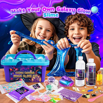 Slime Kit For Girls, Magic Galaxy Slime Making Kit With Magic Sticker,Making Butter Slimes Dark Powder To Make Glitter & Galacti