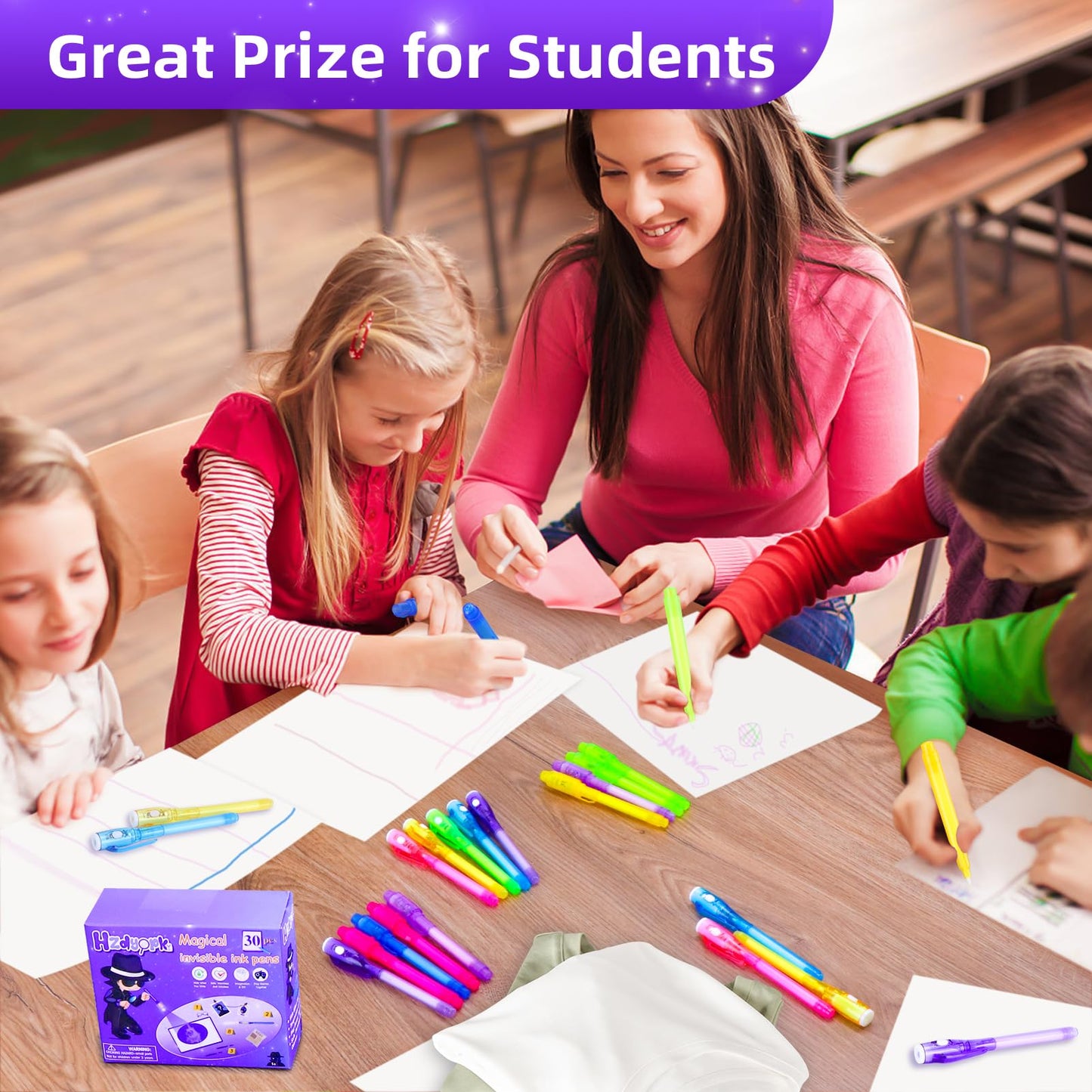 30Pcs Invisible Ink Pen, Spy Invisible Ink Pen With Uv Light, For Kids Halloween Party Favor, Christmas Gift Funny Pens For Chil