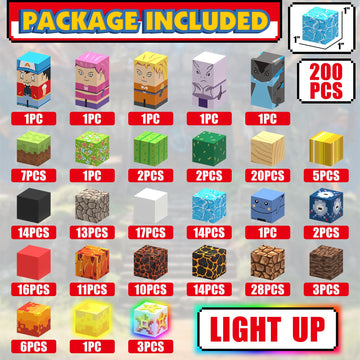 Yungown 200Pcs Magnetic Blocks Building Toys Set, Light Up Build 3D Magnetic Building Blocks For Kids Boys Girls Ages 3+, Magnet