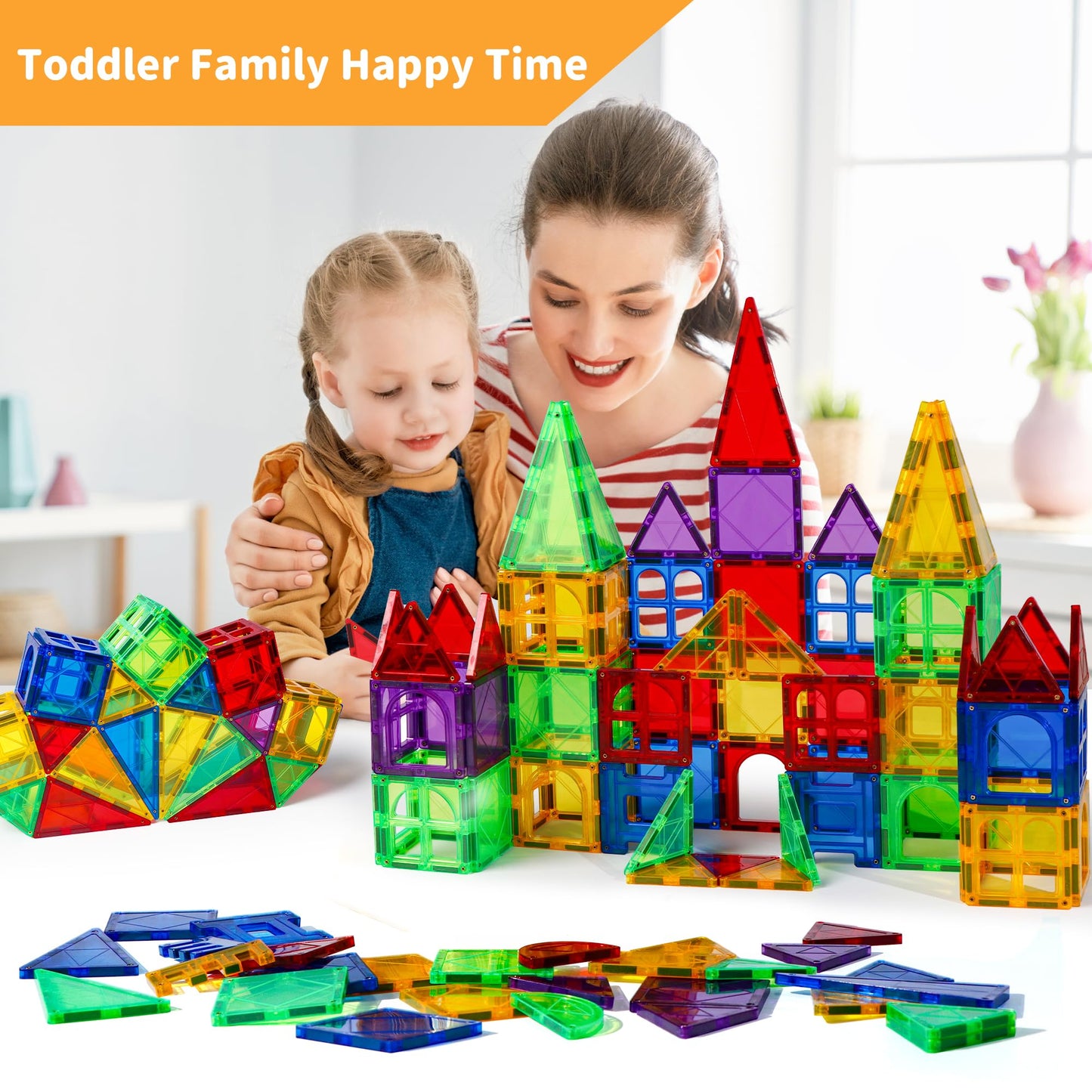 Magblock Magnetic Tiles Kids Toys, 120Pcs 3D Magnets Building Blocks Set Construction Educational Stem Toys, Magnet Tiles For Kids Stacking Blocks Learning Gifts For Toddlers Boys Girls