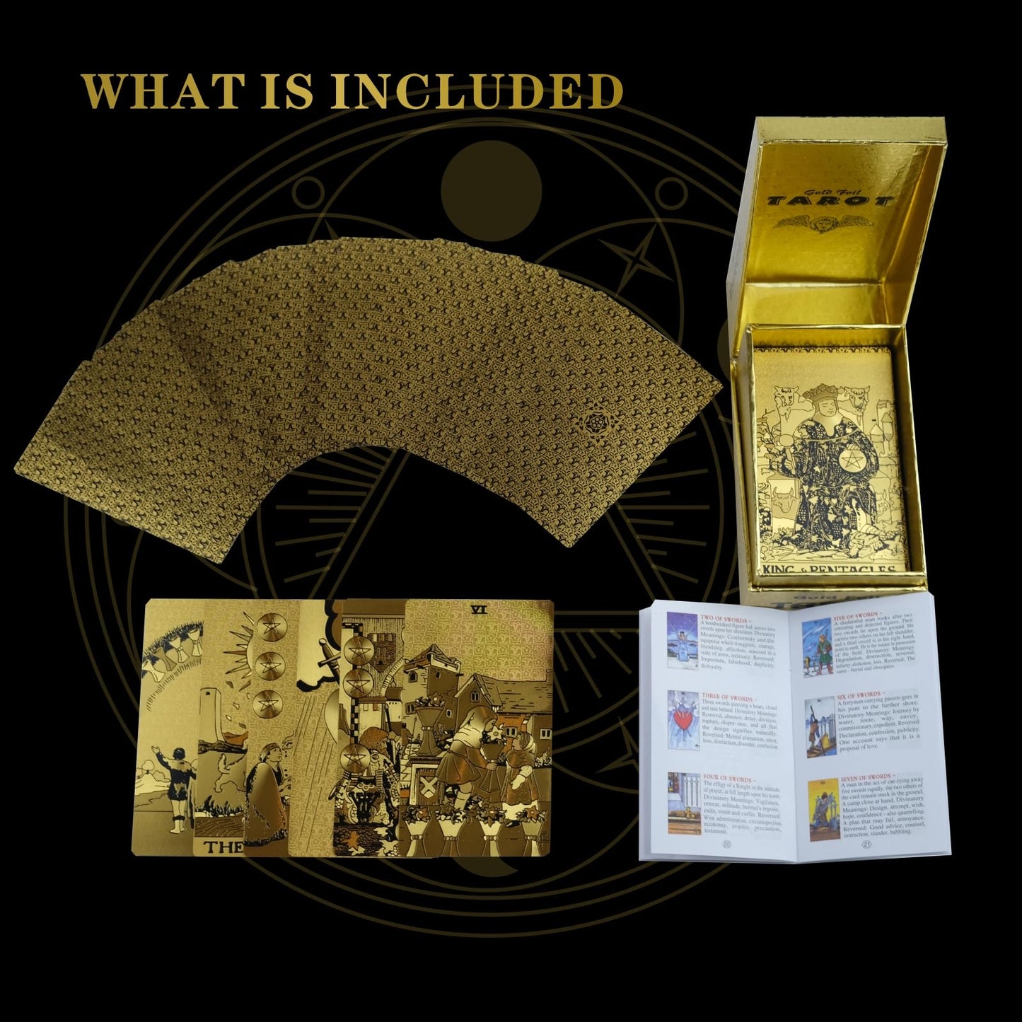 Oixxaf 78 Tarot Cards Gold Tarot Cards With Guide Book Waterproof And Wrinkle Resistant Tarot Gold Foil Tarot Cards For Beginner