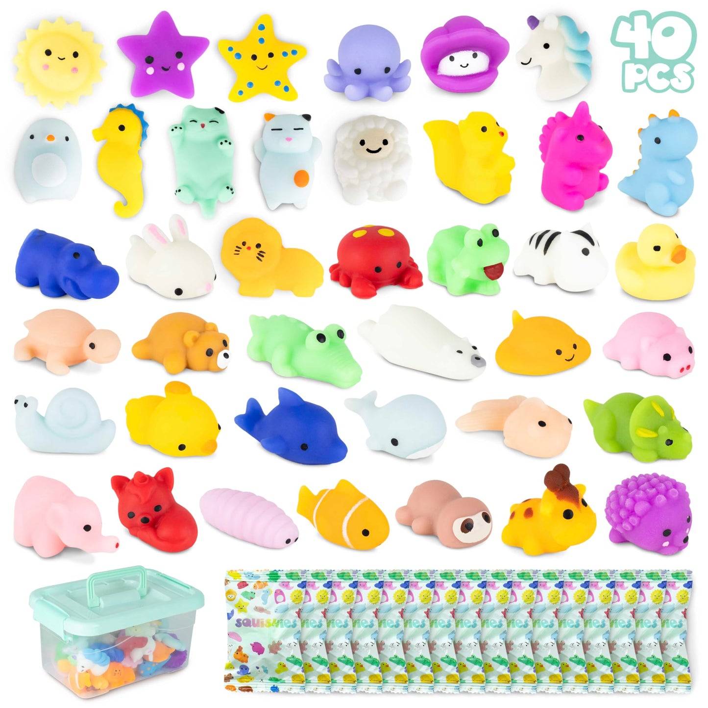 Mochi Squishy Toys Bulk For Kids Party Favors Pack 40 - Bonnyco | Goodie Bags Stuffers For Kids 3-5 4-8, Return Gifts Birthday P