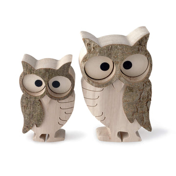 Forest Decor Wood Owl Decor, Owl Figurines, Wildlife Bird Owl Statue, Rustic Animal Sculpture, Perfect Owl Lover Gift, Small Dec