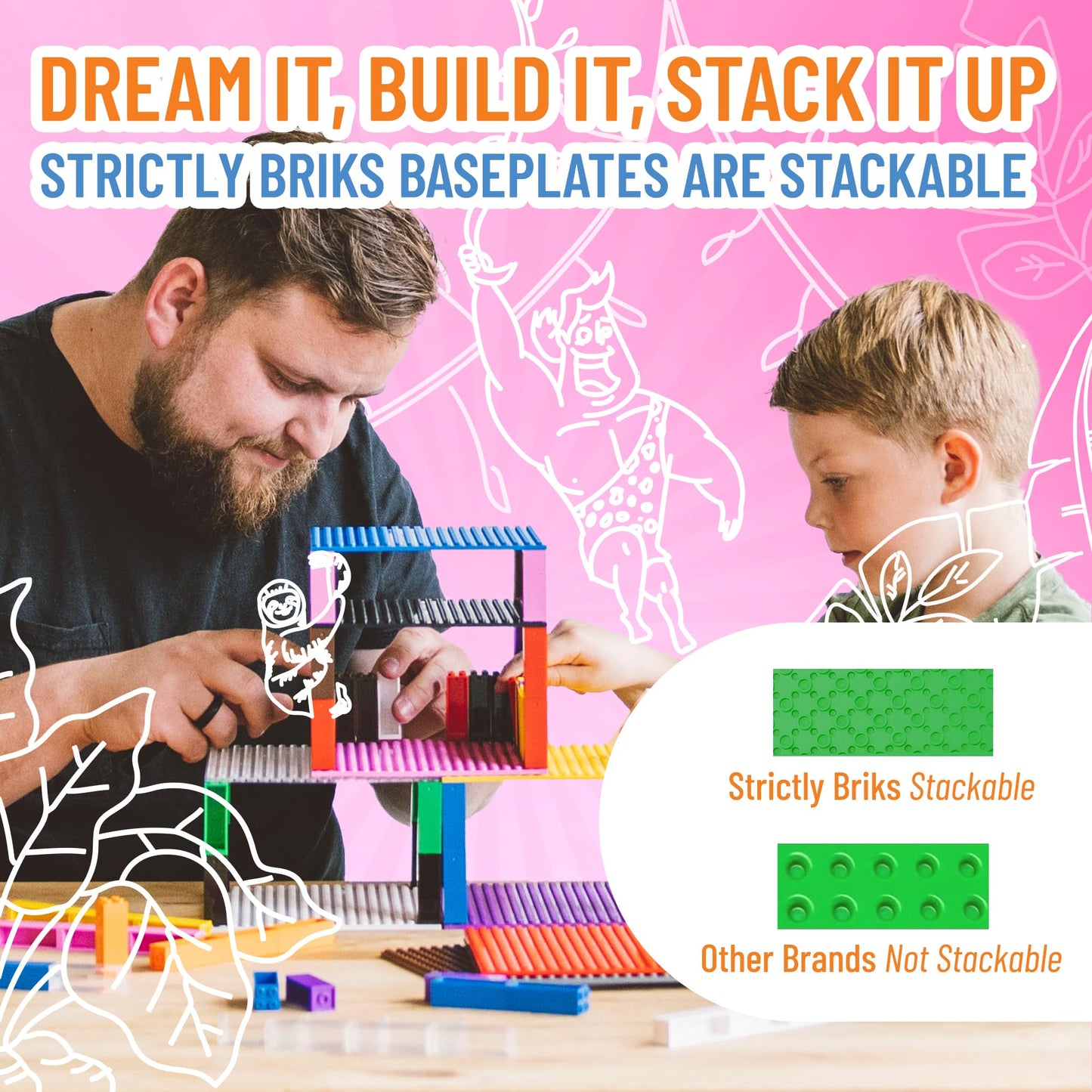 Strictly Briks Compatible With Lego Classic Big Briks Stackable Baseplates, Large Pegs For Ages 3 And Up, 100% Compatible With All Major Brands, Green, 1 Piece, 13.75' X 16.25' Inches