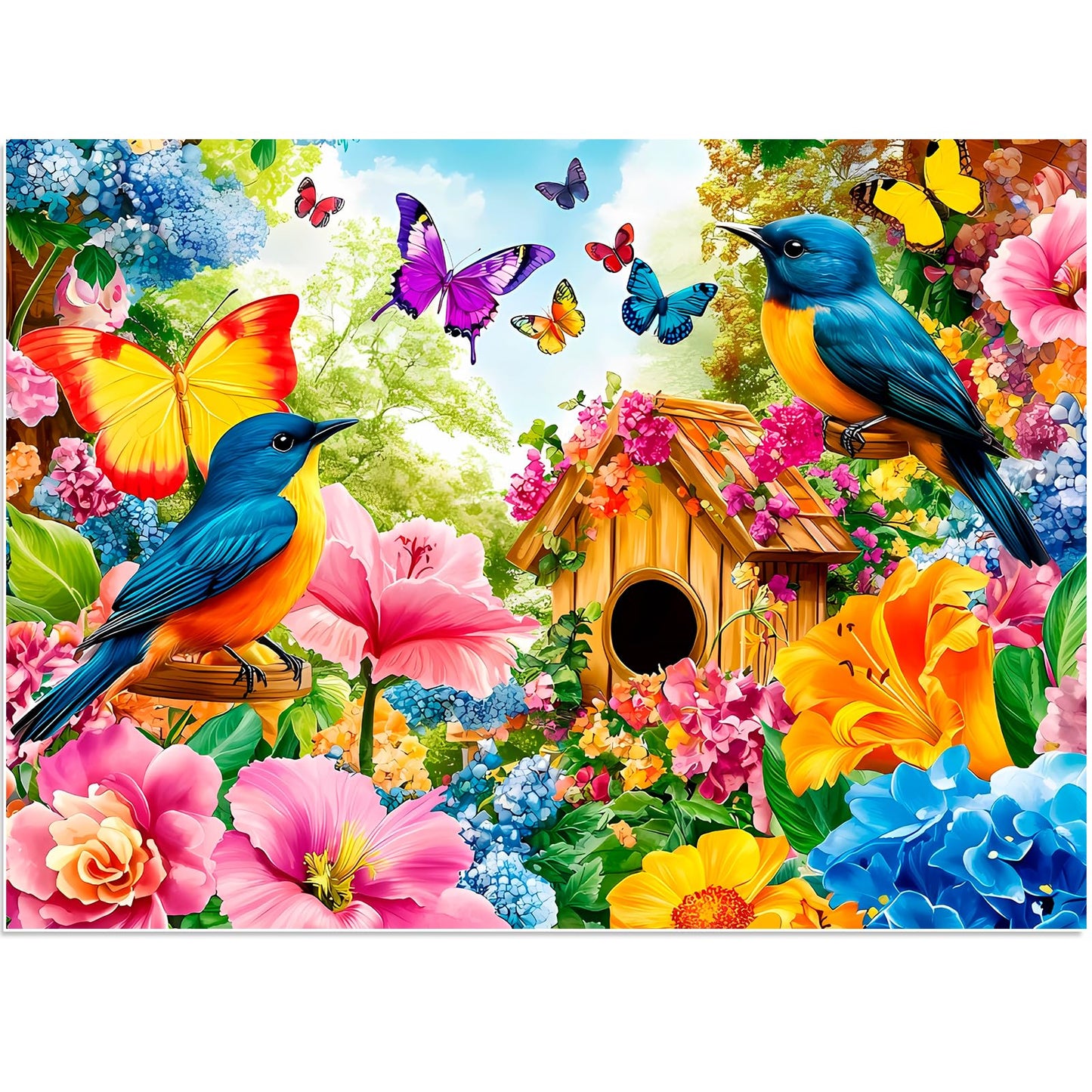 300 Piece Jigsaw Puzzle for Adults, Birds Flower Puzzles 300 Pieces for Adults Fit Together Perfectly, Challenging Puzzle for Fr