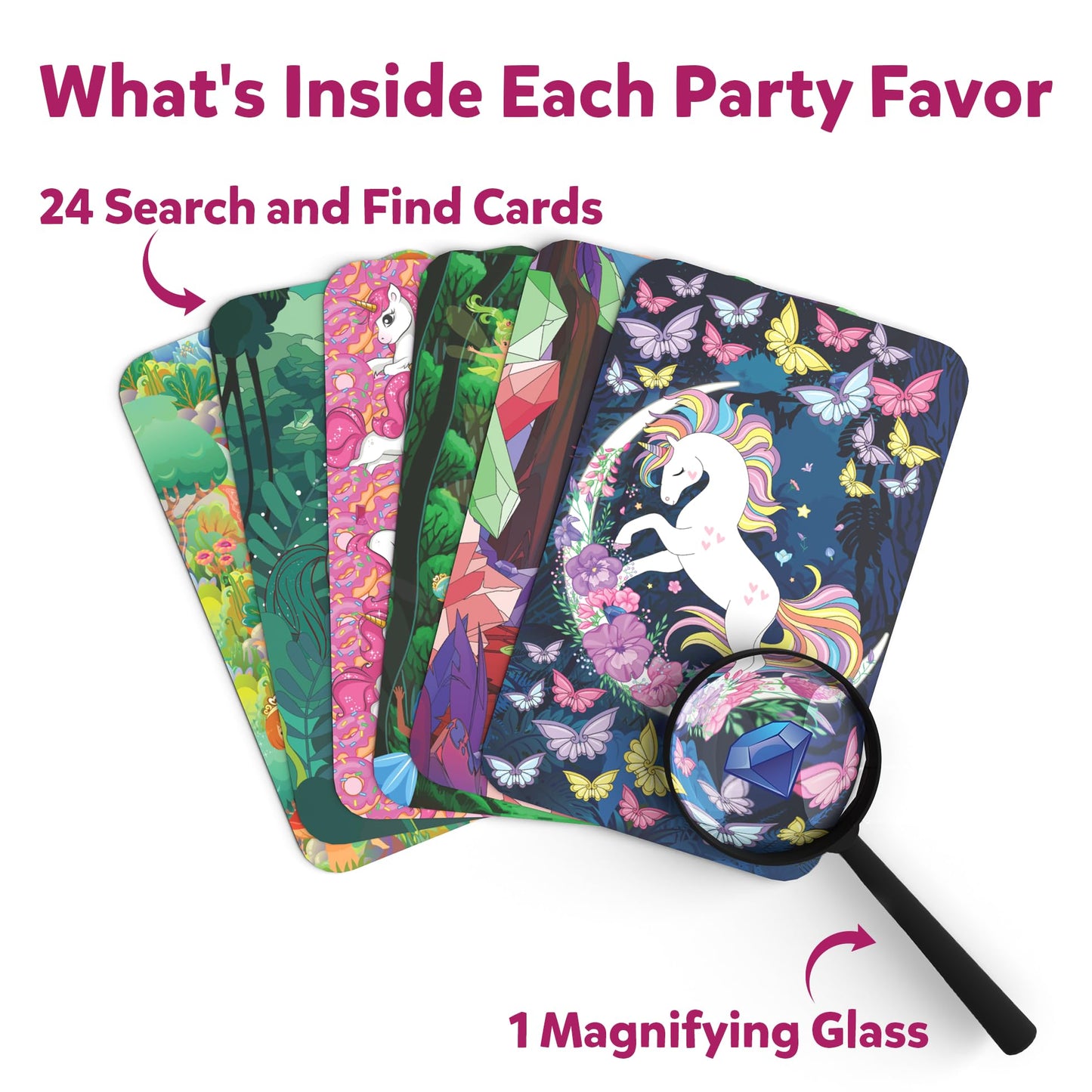 Skillmatics Party Favors (Pack Of 15) - Can You Spy Unicorns & Princesses Cards Set, Pink Goodie Bag, Gifts For Girls, Boys Ages 4, 5, 6, 7