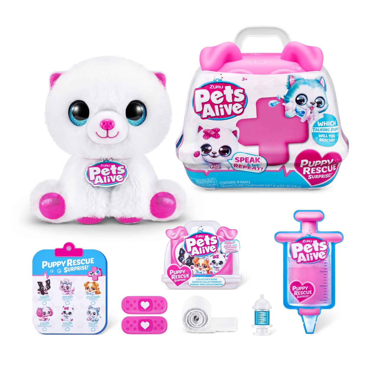 Pets Alive S3 Puppy Rescue Pomeranian Plush Toy - Interactive Speak & Repeat, Ultra Soft, Compound Surprises, Perfect for Kids