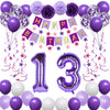 Naninuneno 13Th Birthday Decorations For Girls, Purple 13 Happy Birthday Balloons Supplies Including Purple Happy Birthday Banne
