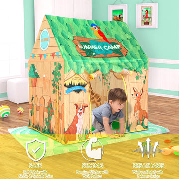 Swehouse Kids Indoor And Outdoor Play Tents For Boys And Girls Toys Children Indoor Playhouse, Gifts For Christmas Birthday (Forest House Tent With Lights)