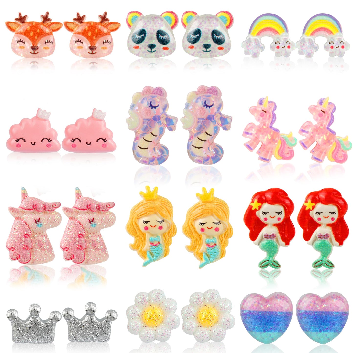 Clip On Earrings For Girls, 12/30 Pairs Hypoallergenic Kids Earrings, Cute And Great Gifts For Girls 4-12 (10-Pair Of Clip On Ea
