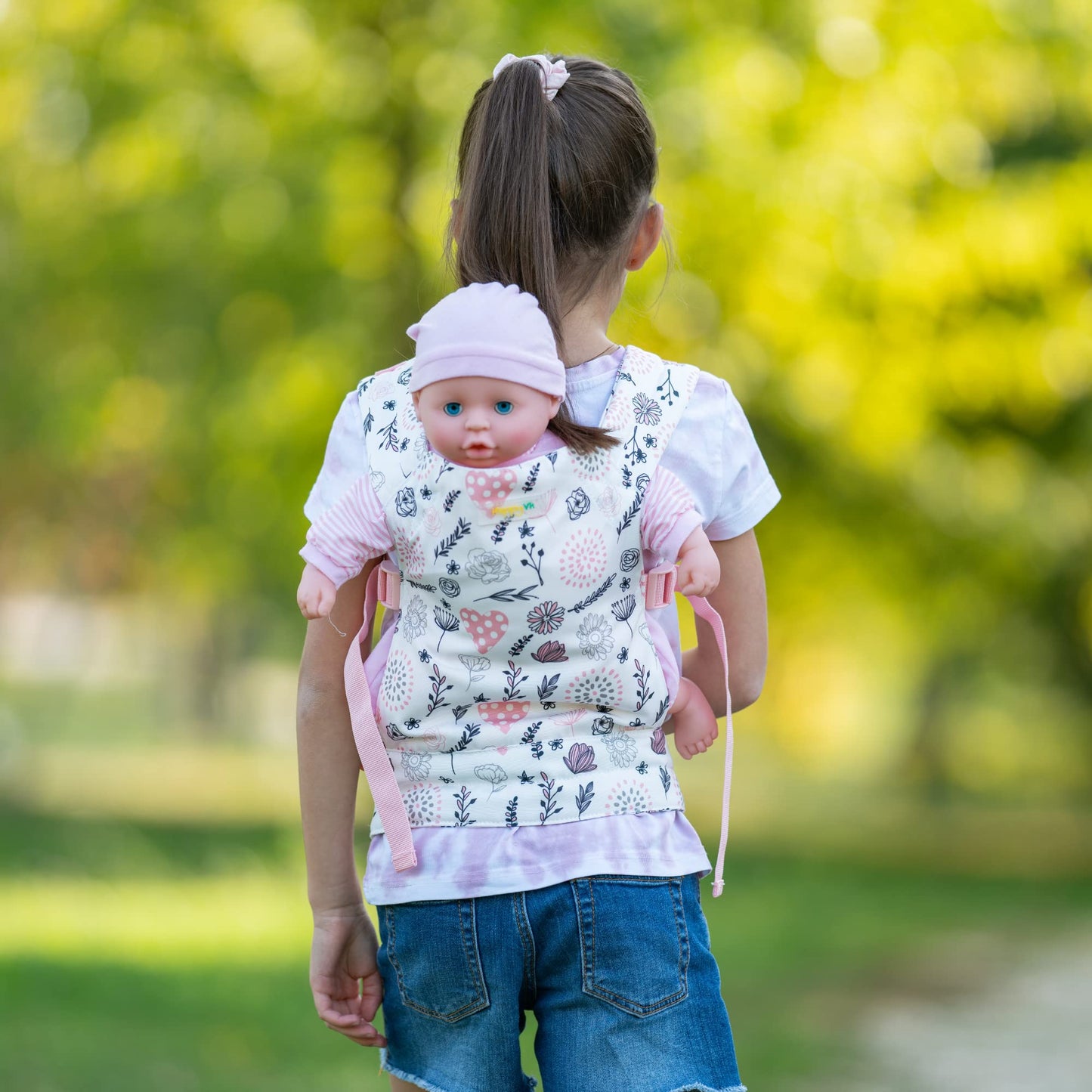 Happyvk - Baby Doll Carrier - Doll Carrier For Little Girls Front And Back - Cute Flowers And Hearts