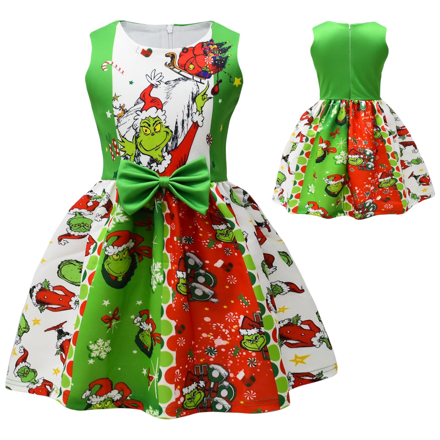 Maturead Kids Girls Dress Sleeveless Cartoon Casual Dress Halloween Christmas Party Dress