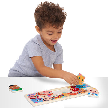 CoComelon 15-Piece Play-A-Long Wooden Puzzle, Eco-Friendly Recycled Wood, Multi-Color, Officially Licensed Kids Toy for Ages 18 Months