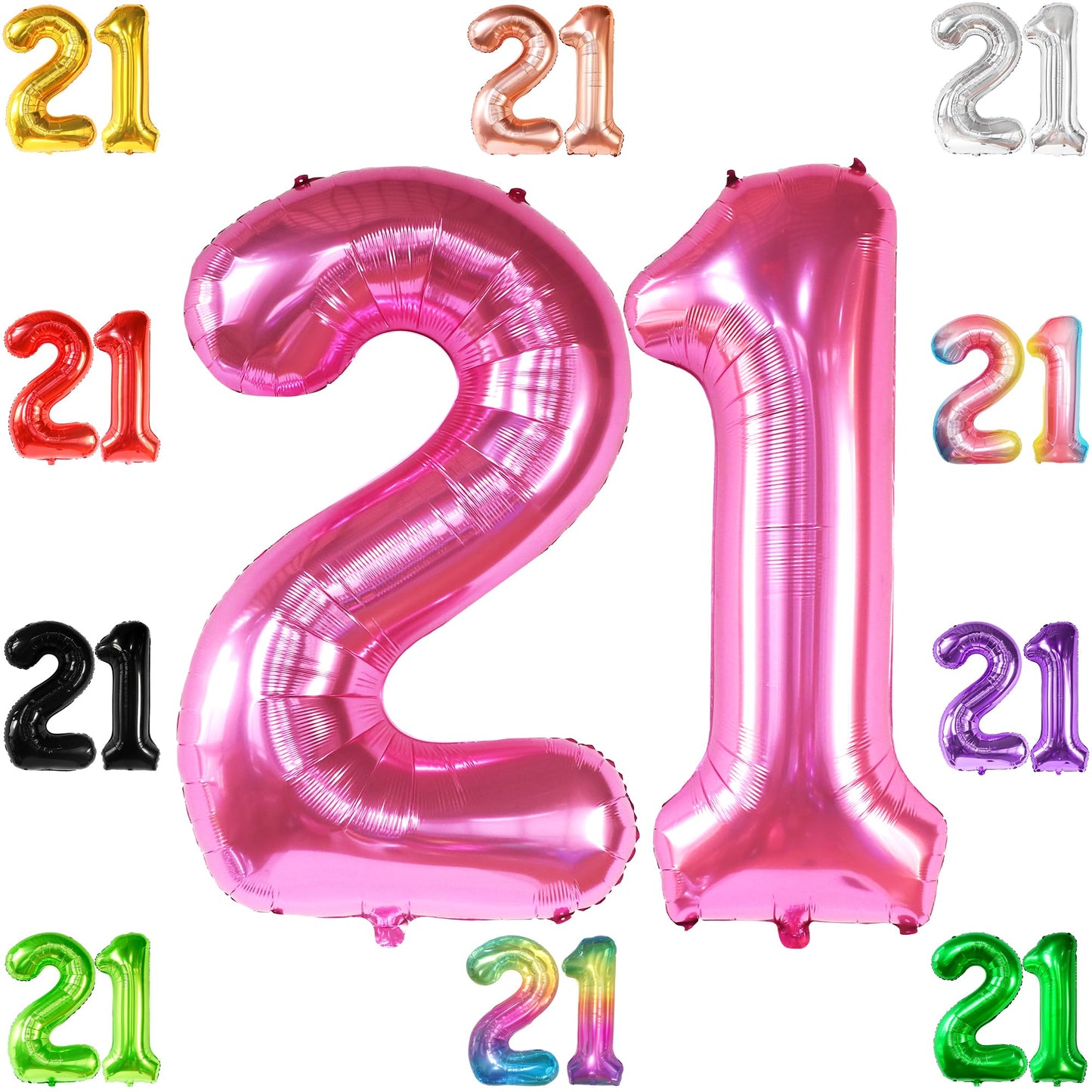 Katchon, Hot Pink 21 Balloons Numbers - 40 Inch | Pink 21St Birthday Balloons For Her | 21St Birthday Decorations For Her Pink | 21 Balloon Number, 21 Number Balloons | Pink 21St Birthday Decorations