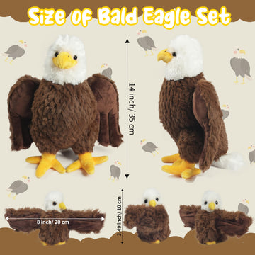 Youthfuljive 4 Pcs Bald Eagle Stuffed Animal Bulk Large Mommy Eagle Plush With 3 Cute Babies Stuffed Eagle Plushies Toys For Kid