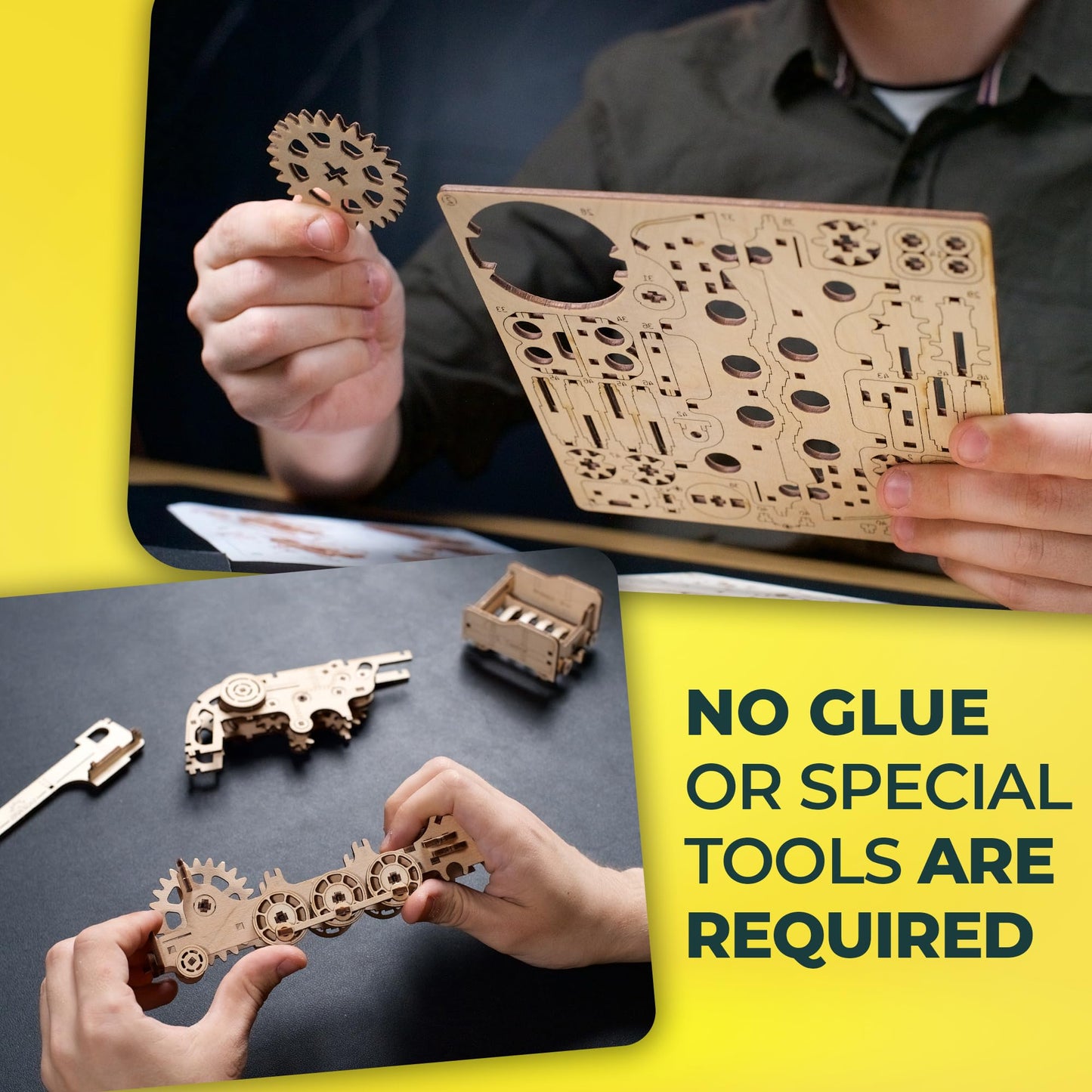 Ugears Wooden 3D Puzzles For Adults - Mini Locomotive Wood Models For Adults To Build - Easy Diy Crafts For Adults Wooden Train Model Kit - Rubber Band-Powered Mechanical Puzzles For Adults - 172 Pcs