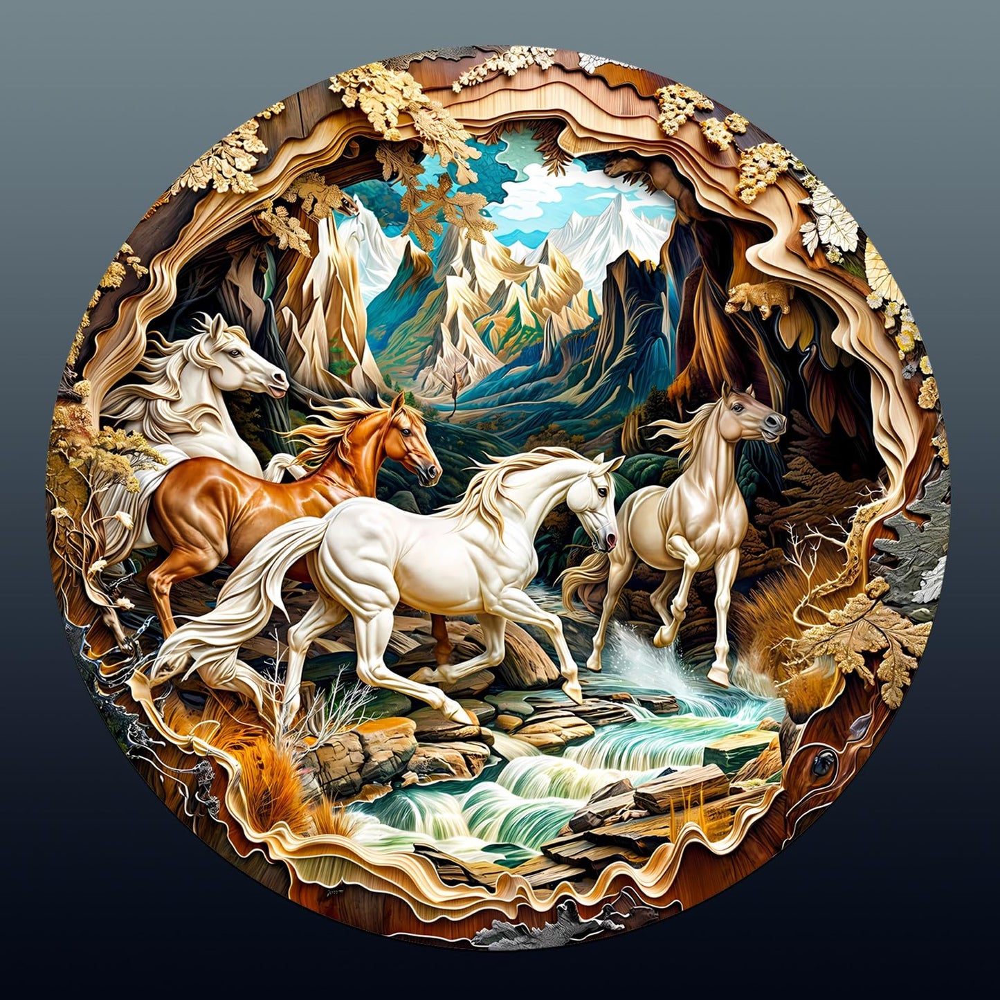Wooden Puzzles For Adults - 3D Vision Effects Horse Wooden Jigsaw Puzzle - Unique Animal Shaped Wood Puzzles Adult - Creative Bi