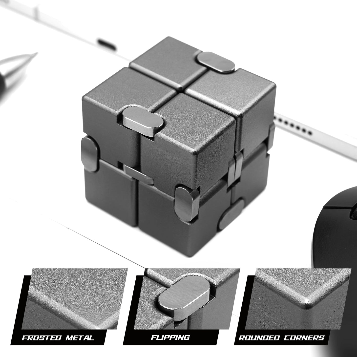 Dolasev Metal Fidget Toys, Infinity Cube Fidget Toys, Fidgets Blocks For Kids Adults Teens, Handheld Toys For Anxiety Sensory To