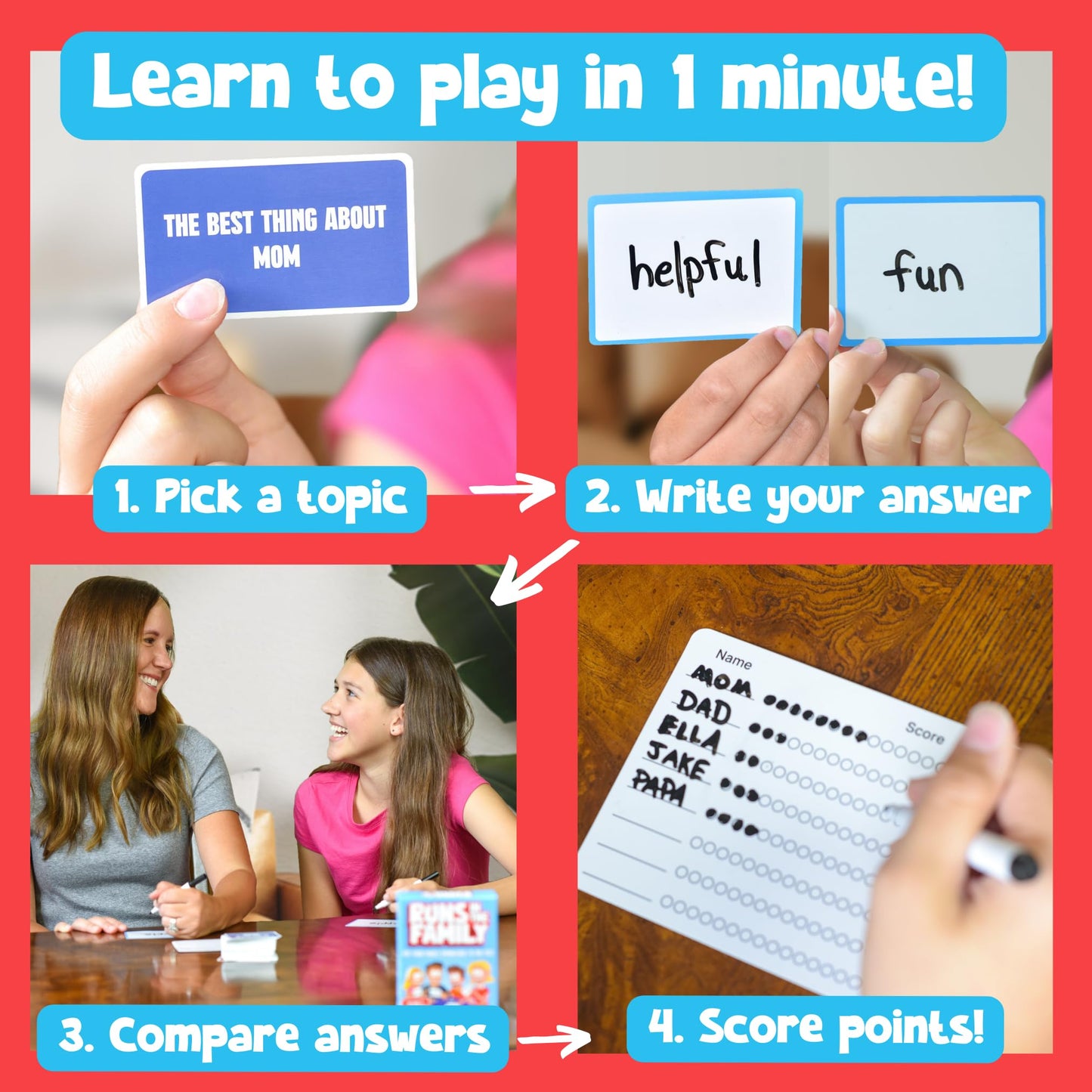 Runs In The Family: Fun Board Games For Family Night - Think Like Your Family Would - Family Games For Kids-Adults
