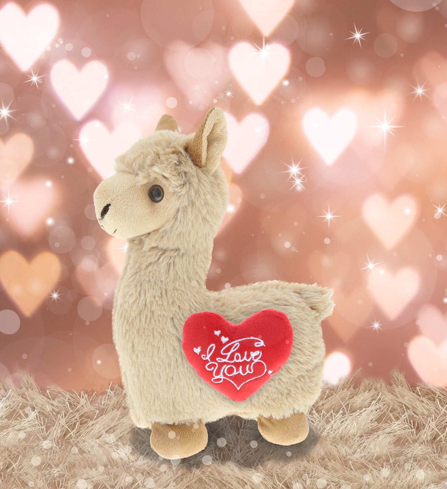 Dollibu I Love You Valentine Plush Beige Llama - Cute Stuffed Animal With Red Heart And Name Personalization Gift For Valentines