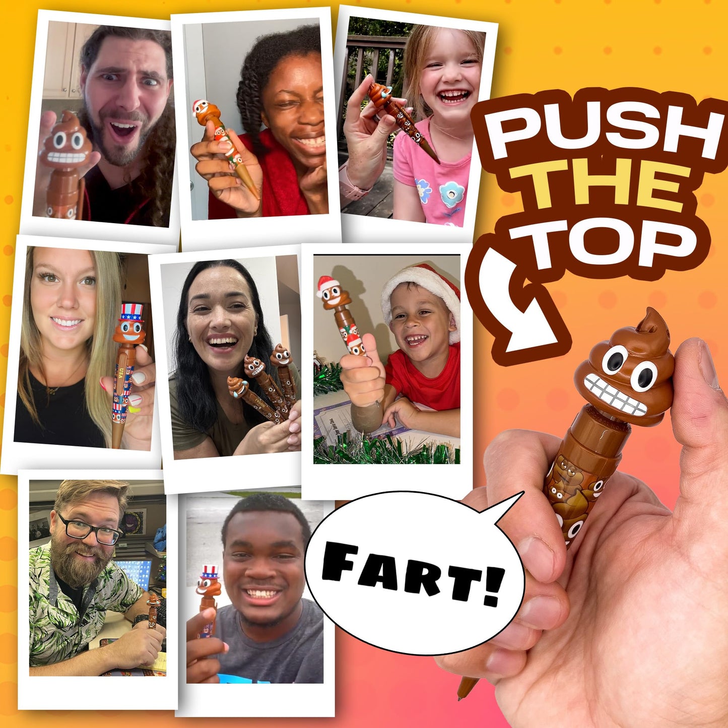 Farting Poop Pen Makes 7 Funny Fart Sounds - Perfect Stocking Stuffers For Kids, Teens & Boys - This Poop Pen Makes Funny Gifts