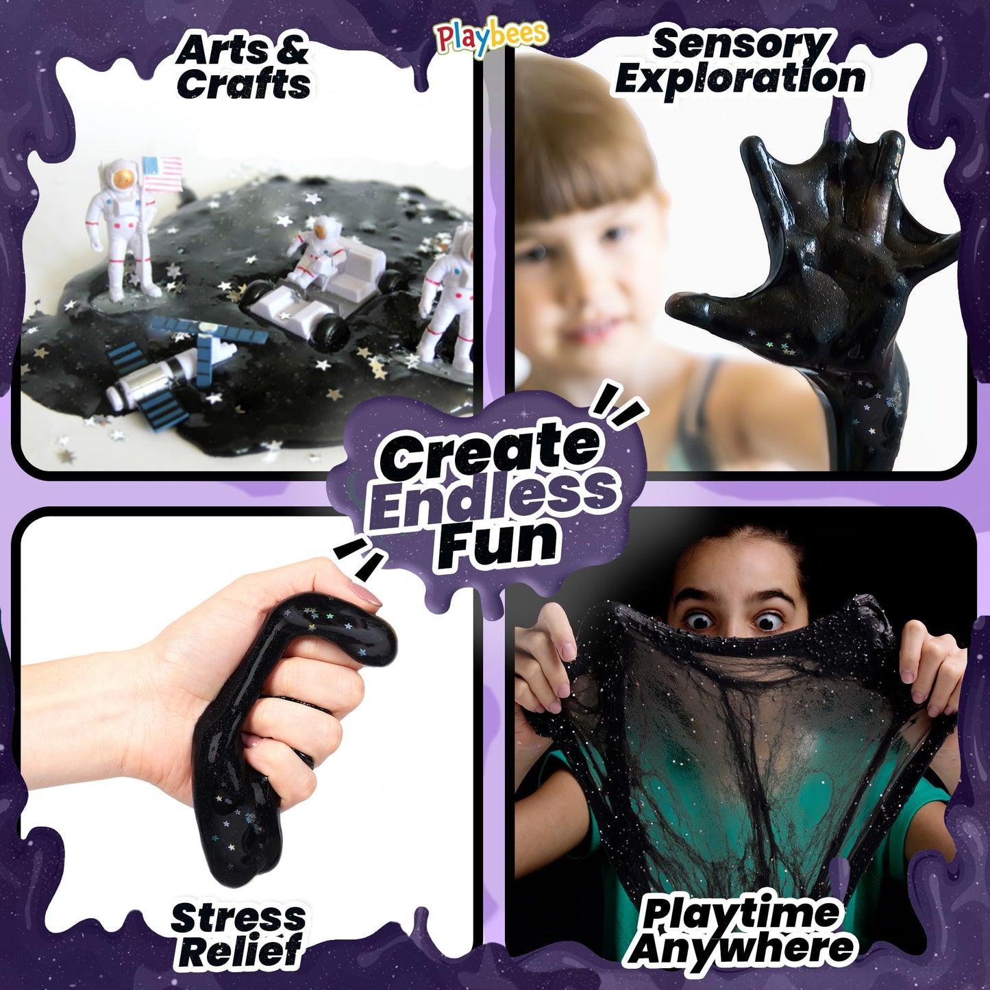 Black Nebula Slime - 48 Pack - Galaxy Star Slime Party Favors For Kids - Non-Sticky, Stress Relief, Arts & Crafts