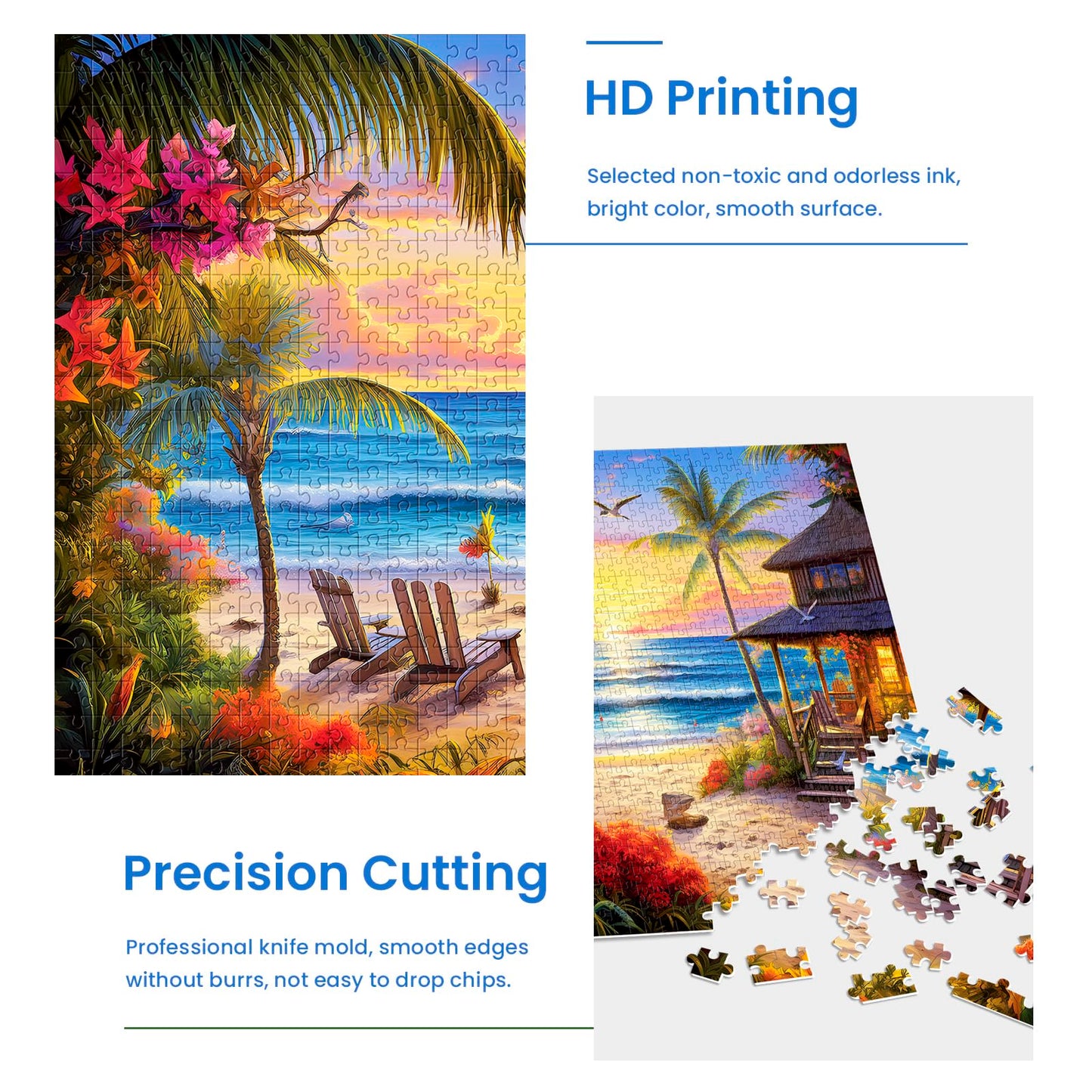2 Pack Puzzles For Adults 1000 Pieces-Hawaii Beach & Moraine Lake Difficult Jigsaw Puzzles For Adults,Hard Jigsaw Puzzle Decorations Diy Leisure Game Toy Suitable Family Friends(27.5X20 Inches)