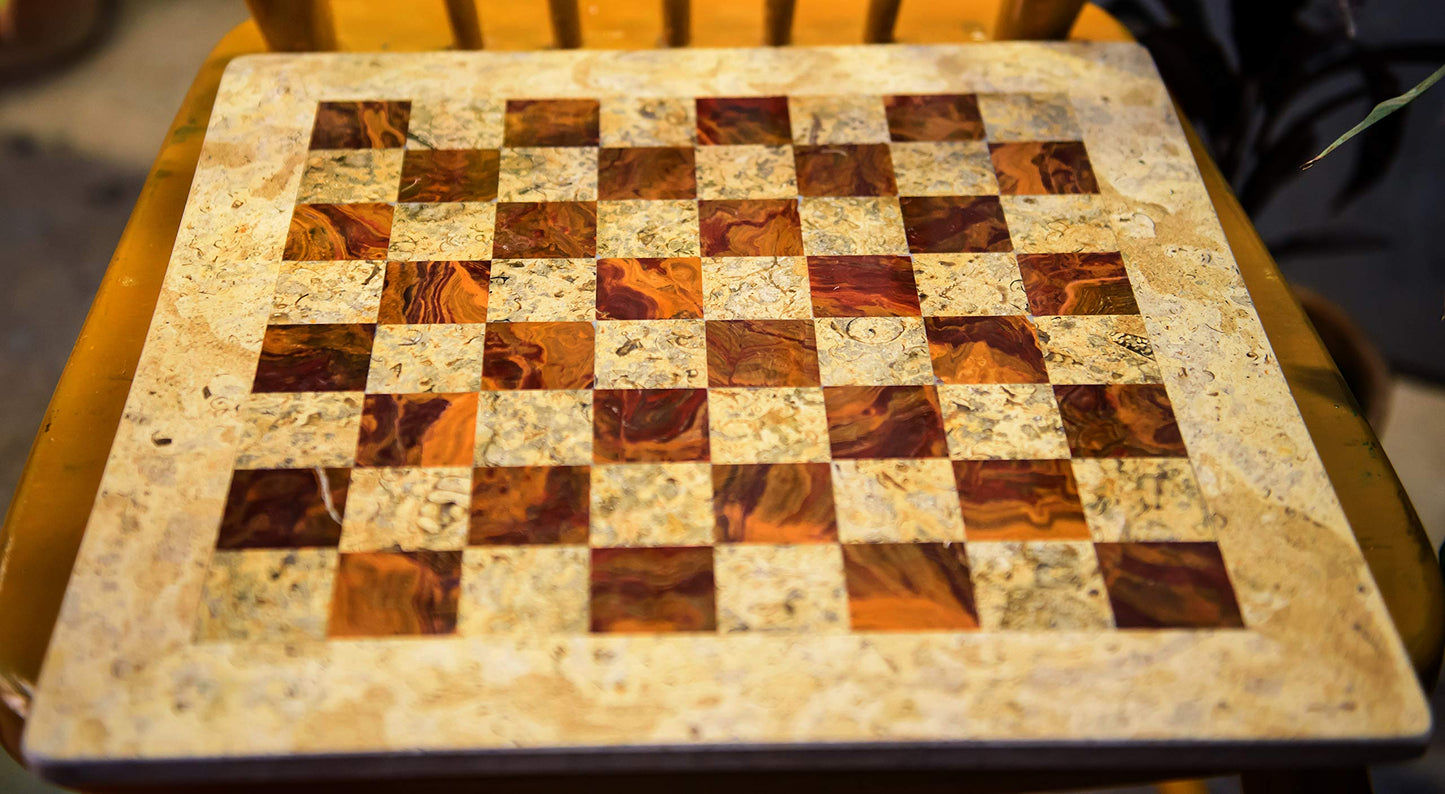Radicaln 15 Inches Handmade Marble Black And Coral Chess Board
