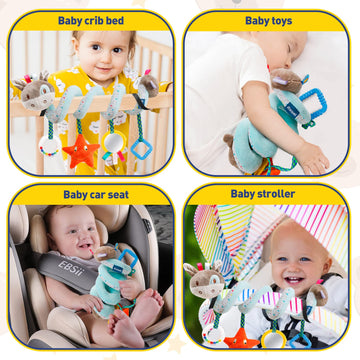 Baby Car Seat Toys Activity Stroller Toy For Boys Girls 0 3 6 9 10 12 Months, Spiral Hanging Plush Toys,Baby Shower Thank You Gi