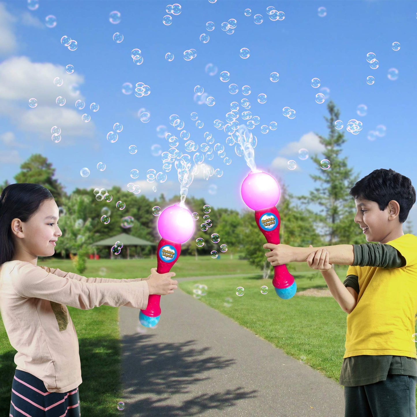 ArtCreativity Bubble Wand for Kids Toys, Light Up Automatic Bubble Blower Maker Wand with LED & Music, Toddler Bubble Toy, Fluid