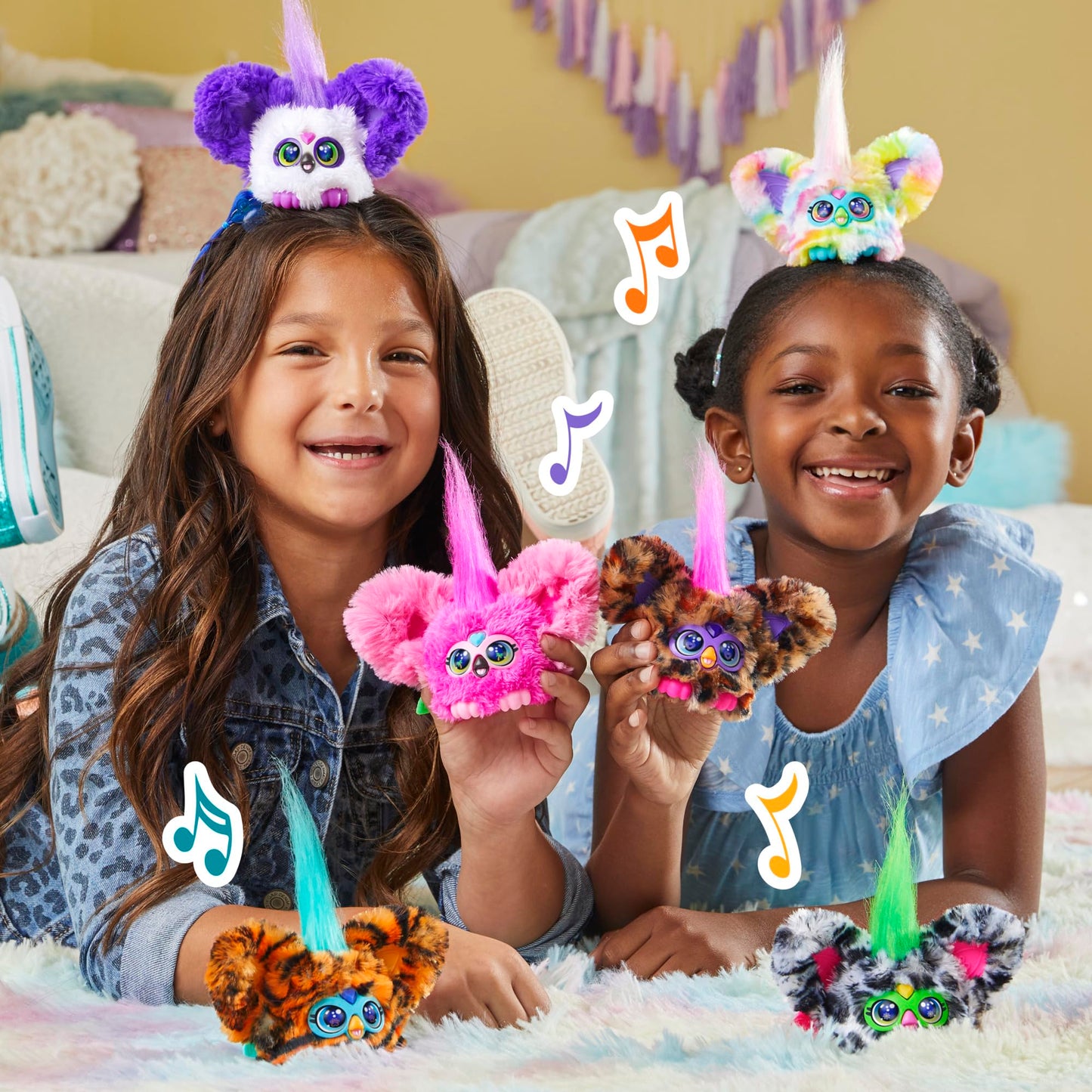 Furby Furblets Chee-Chee Mini Friend, Electronic Plush Toys For Girls & Boys 6+, Cheetah Print, Speaks Furbish & Plays Music, Series 4