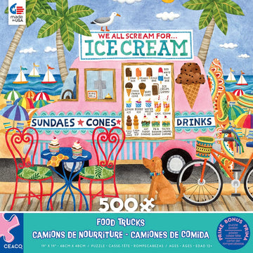 Ceaco 500 Piece Jigsaw Puzzle - Food Trucks - Ice Cream Truck II - Multicolor - Cardboard Model 2466-5