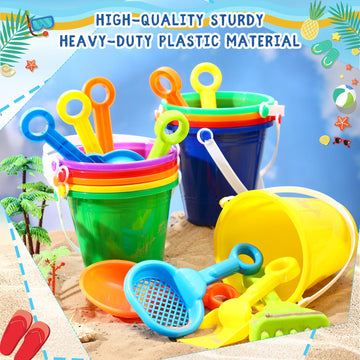 Didaey 24 Sets Colorful Sand Pails and Shovels Toy 5 Inch Beach Pails and Sand Shovels for Boys and Girls Tool Summer Beach Them