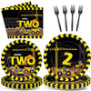 25 Guests Construction Birthday Party Supplies Plates Napkins Forks Set Disposable Construction Truck Two Tableware Paper Plates