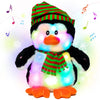 Cuteoy Musical Christmas Penguin Plush - LED Light-Up, Singing, Adjustable Volume, 11" Cotton Stuffed Animal for Kids and Toddlers