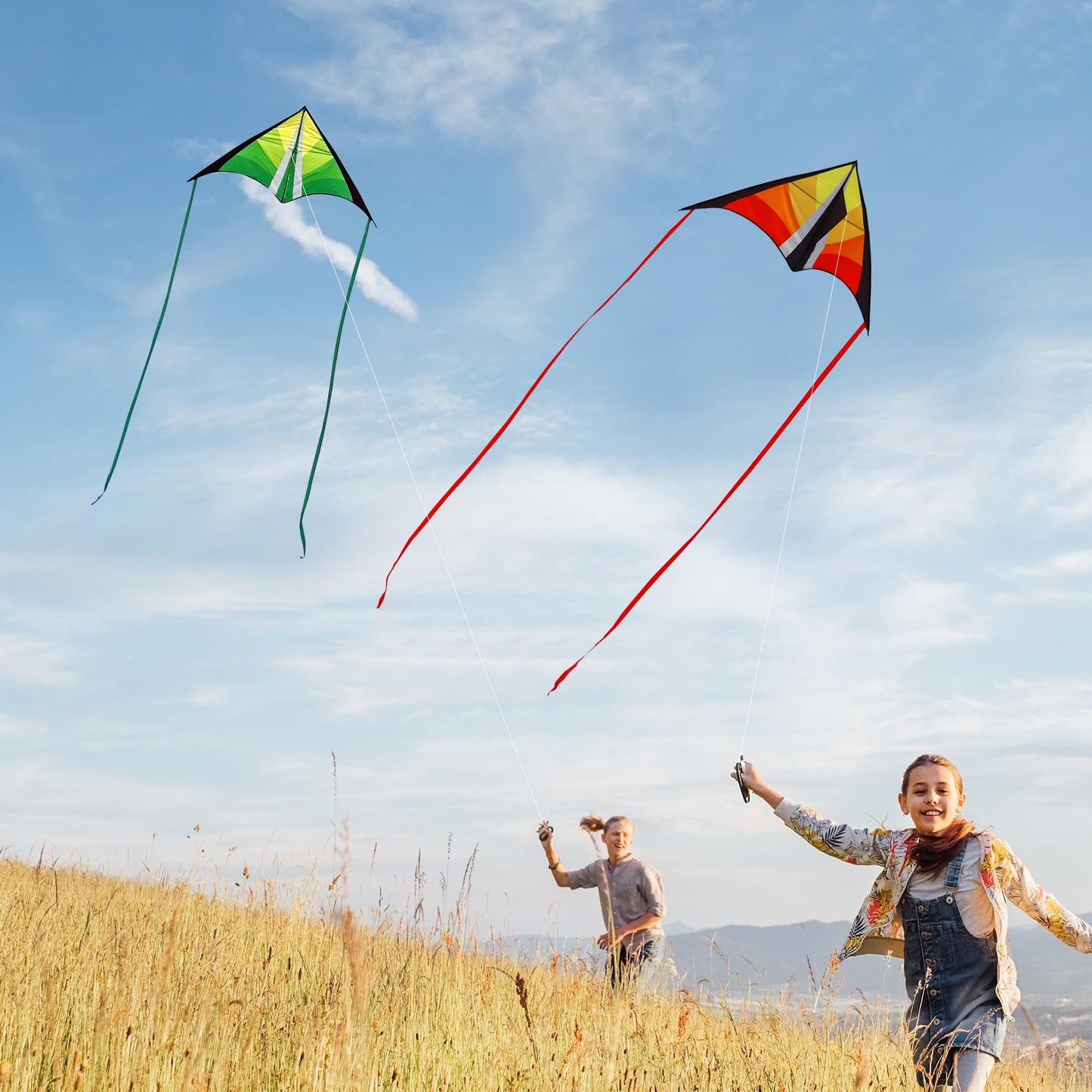 Lanrui Large Delta Kites For Kids & Adults, Easy To Fly Kite, Beginner Kite For Kids Ages 4-8,8-12(Green+Red)