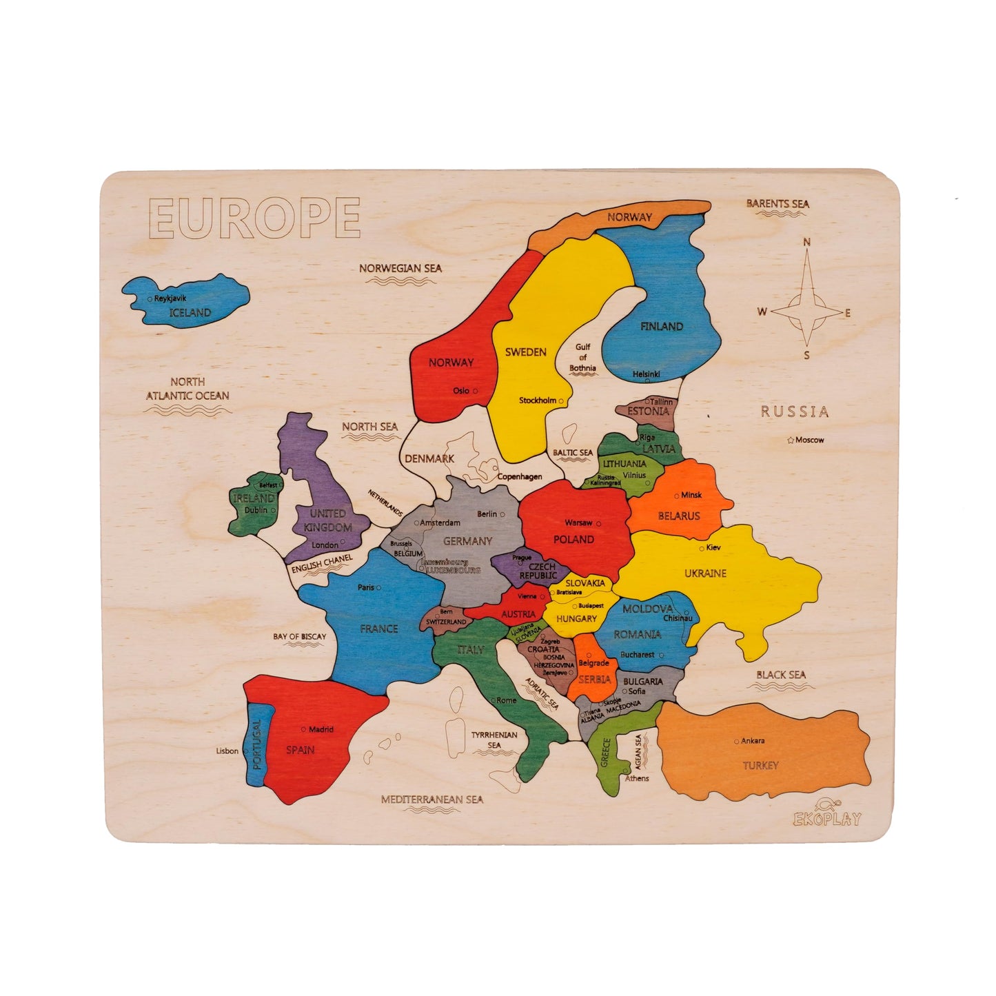 Europe Map Wooden Jigsaw Puzzle for Kids | 33 Puzzle Pieces | Learning & Educational Toy Gift for Boys & Girls Ages 3 Years and