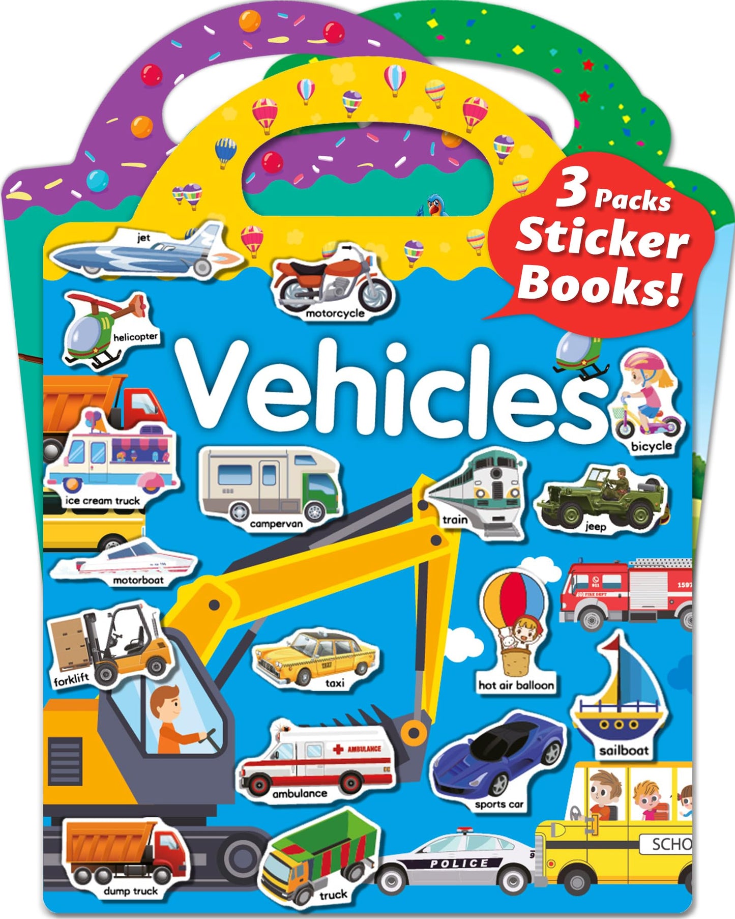 Walenced Reusable Sticker Book For Toddlers 2-4 Years, 3 Sets Stickers For Kids, Toddler Sticker Book Ages 1-3, 111 Pcs Toddler