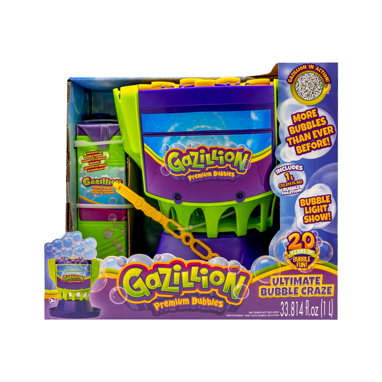 Gazillion Ultimate Bubble Craze Machine - Color Changing LED Lights - Easy-to-Use Bubble Maker - Perfect for Parties - Includes