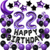 Naninuneno 22Nd Birthday Decorations Set For Girl Women Boy Men, Purple Black 22 Happy Birthday Balloons Supplies With Purple Nu