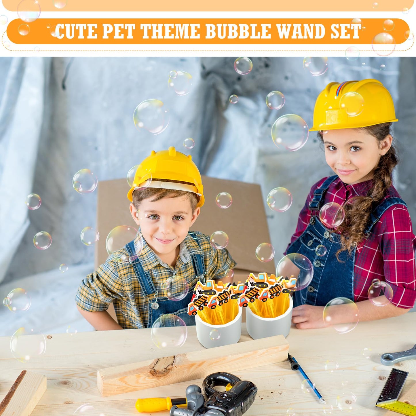 30 Pcs Bubbles Party Favors Mini Bubble Wands Tube Bulk Theme Maker Goodie Bags Stuffer Prizes Birthday Gift For Solution(Constr