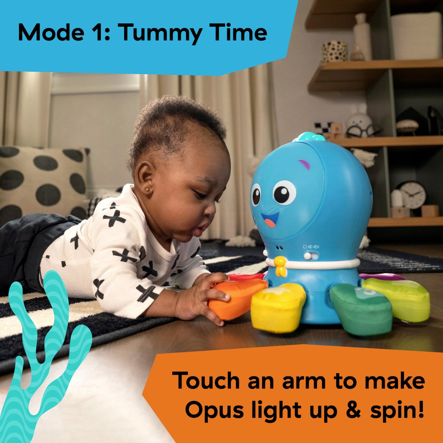 Baby Einstein Ocean Explorers Go Opus Go 4-In-1 Crawl & Chase Activity Learning Toy, Music And Lights, Ages 3 Months To 5 Years