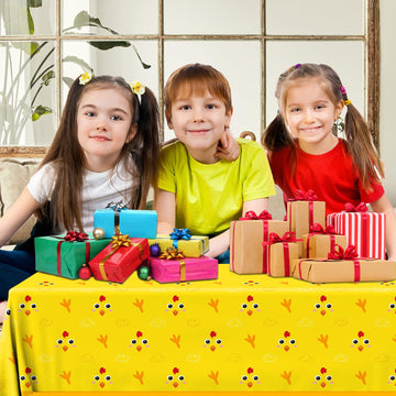 Lenyunge Chicken Birthday Tablecloth Decoration,3Pcs Yellow Chicken Farm Birthday Table Covers Supplies For Chick Theme Birthday